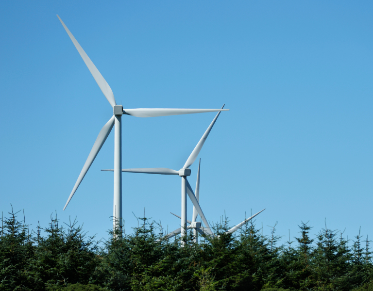 A rural wind turbine farm renewables.