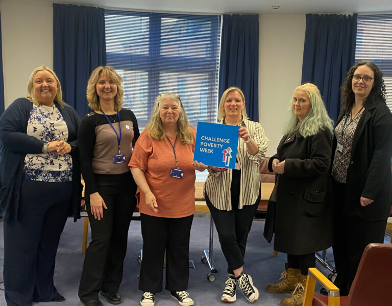 Members of the Tackling Poverty and Inequality (TPI) team at Aberdeenshire Council, with others, at an event held during Challenge Poverty Week 2924.