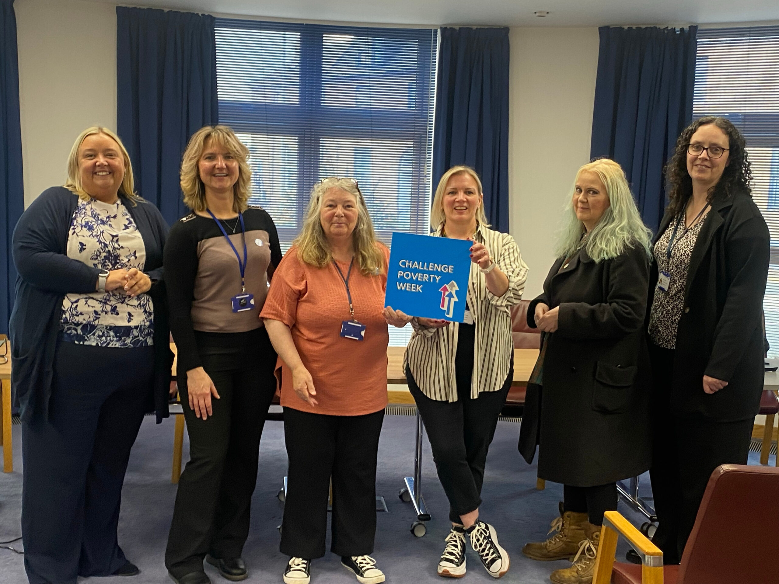 Members of the Tackling Poverty and Inequality (TPI) team at Aberdeenshire Council, with others, at an event held during Challenge Poverty Week 2924.