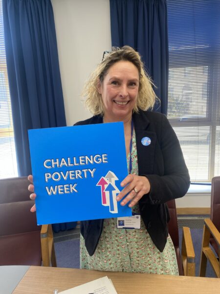 Members of the Tackling Poverty and Inequality (TPI) team at Aberdeenshire Council, with others, at an event held during Challenge Poverty Week 2924.