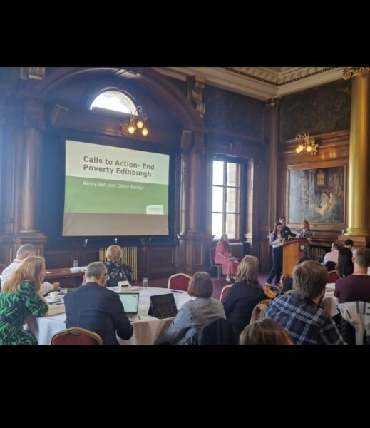 A photograph of End Poverty Edinburgh members at the City Chambers.